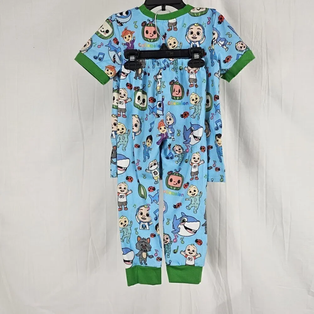 Cocomelon Blue Green Printed Toddler Size 4T Pajama Set 2 Piece